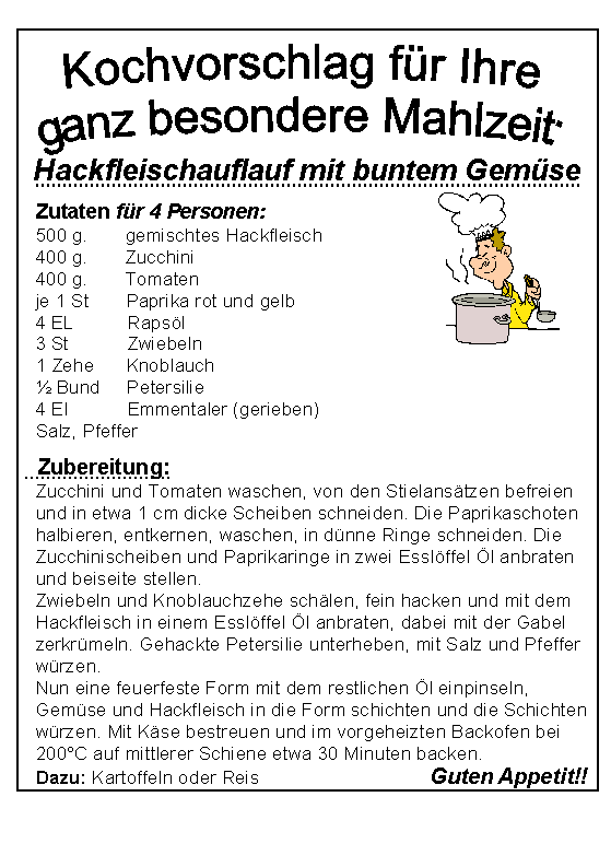 Hackfleischauflauf mit buntem Gemuese